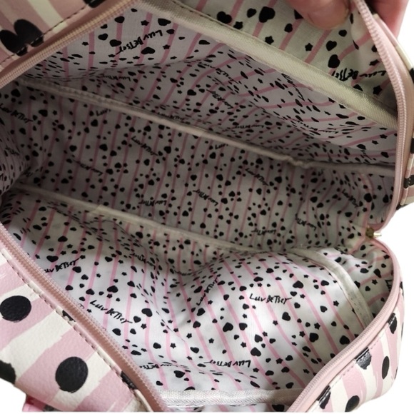 LUV BETSEY Weekender Cosmetic Bag Betsey Johnson Roses Polkadots Zebra Print - Picture 9 of 15